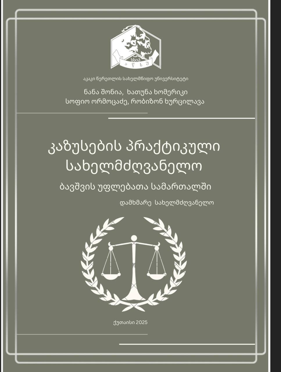 კაზუსების პრაქტიკული სახელმძღვანელო ბავშვის უფლებათა სამართალში